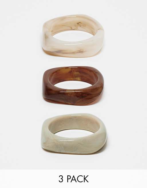 DESIGN pack of 3 bangles with resin neutral design