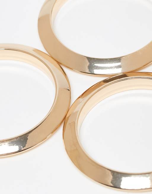DESIGN Pack Of 3 Hammered Bangles In Gold Tone