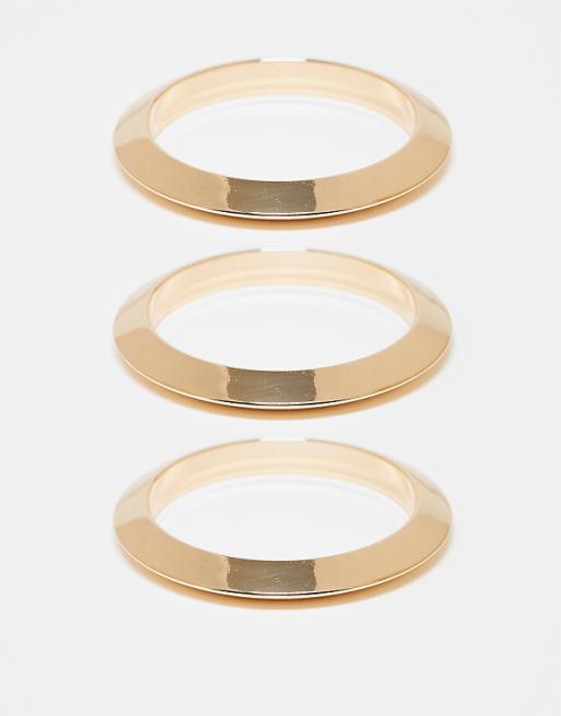 DESIGN pack of 3 hammered bangles in gold tone