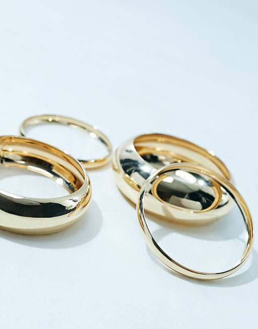 DESIGN Pack Of 4 Bangle Bracelets In Mixed Design In Gold Tone