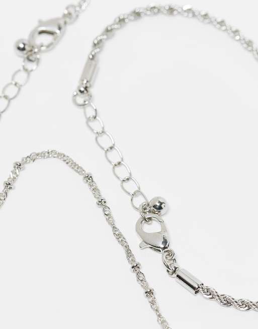DESIGN Pack Of 4 Fine Chain Bracelets In Silver Tone