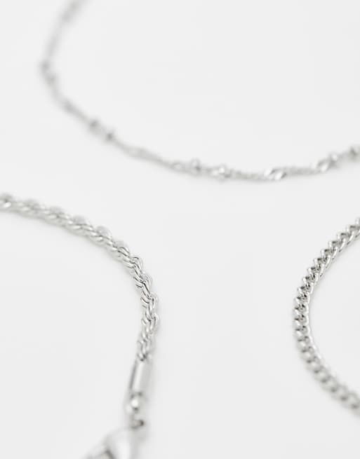 DESIGN Pack Of 4 Fine Chain Bracelets In Silver Tone