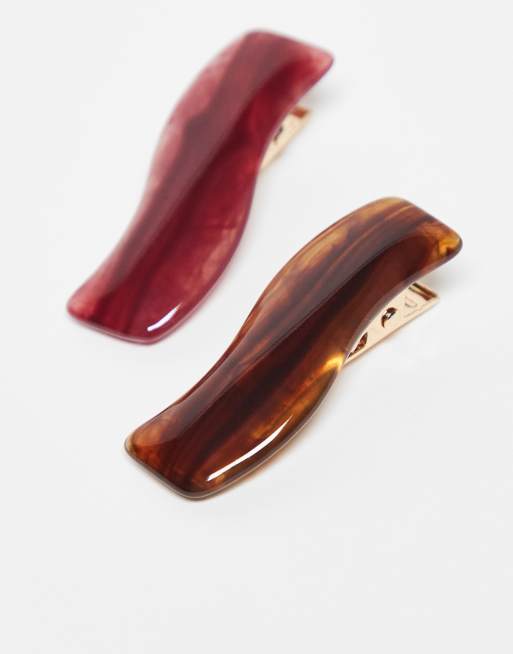 DESIGN Pack Of 4 Hair Slides With Wavy Resin Design