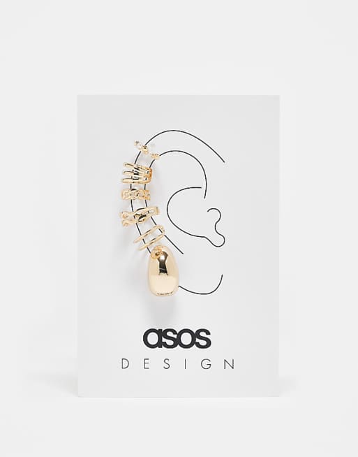 DESIGN pack of 5 ear cuffs with single hoop in gold tone