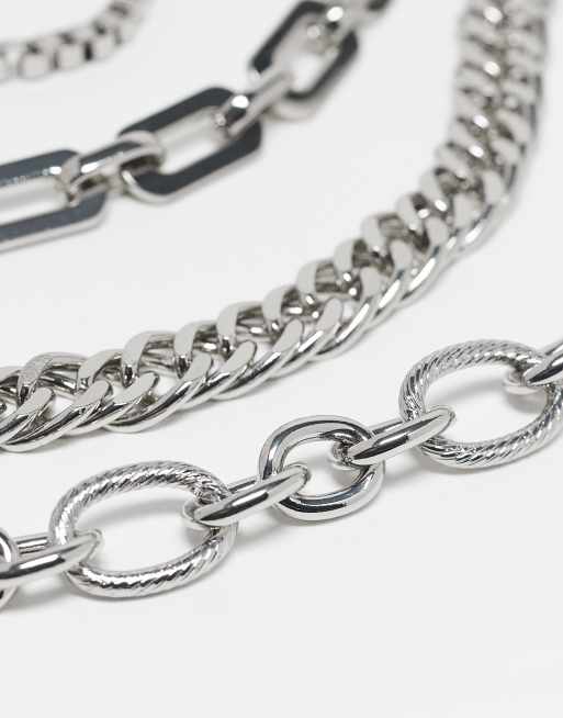 DESIGN Pack Of 5 Mixed Fine Chain Bracelets In Silver Tone