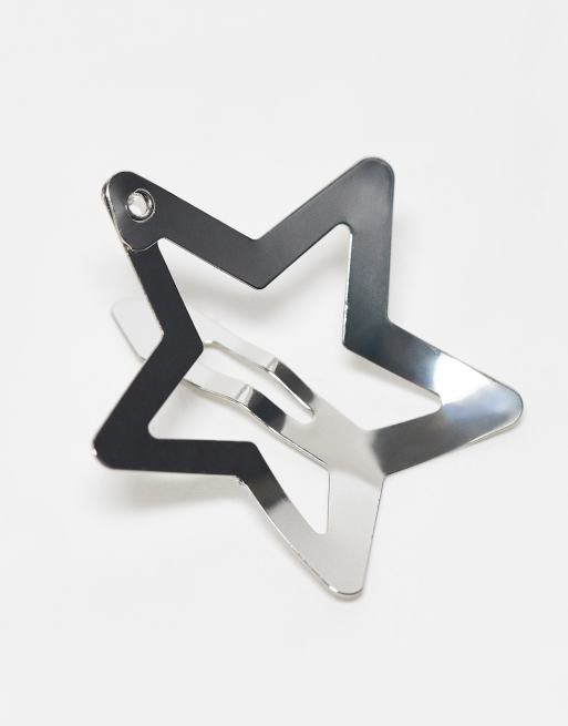 DESIGN Pack Of 6 Hair Clips With Star Detail In Silver Tone