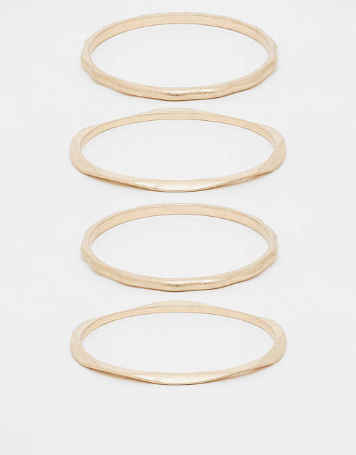 DESIGN pack of bangles with molten design in brushed gold