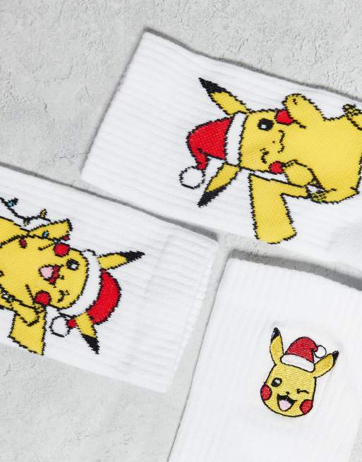 DESIGN Pokémon 3 Pack Socks With Christmas Graphic In White