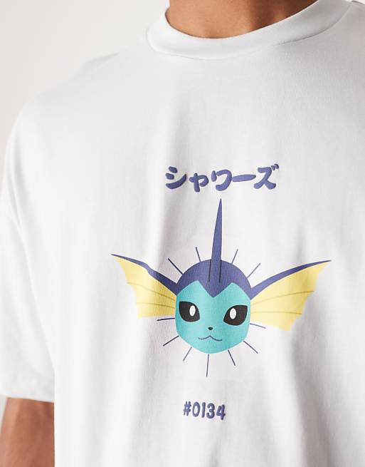 DESIGN Pokemon Unisex Boxy Oversized T-shirt With Vaporeon Print In Blue