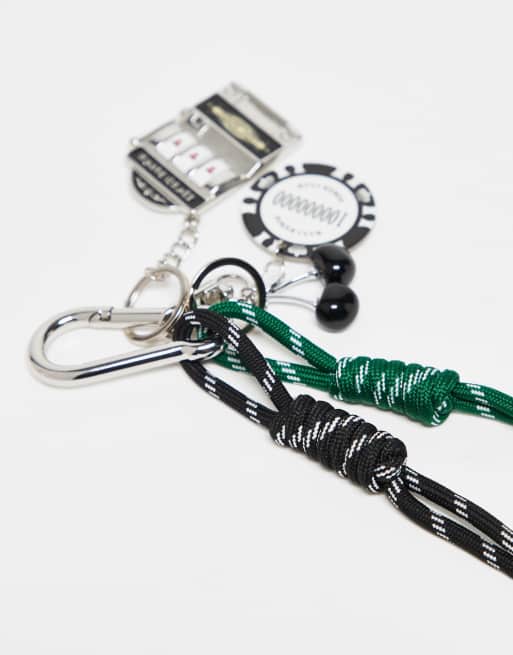 DESIGN Poker Chip Cord Keyring Bag Charm In Multi