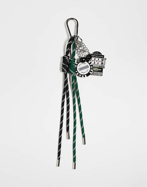 DESIGN poker chip cord keyring bag charm in multi