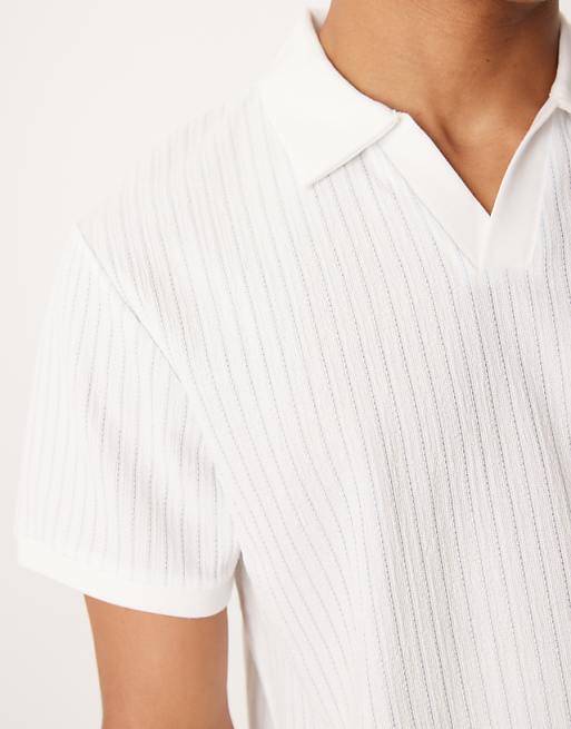 DESIGN Polo In Blue And Off White Stripe