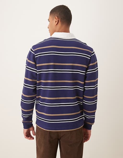 DESIGN Polo Stripe Sweatshirt In Blue