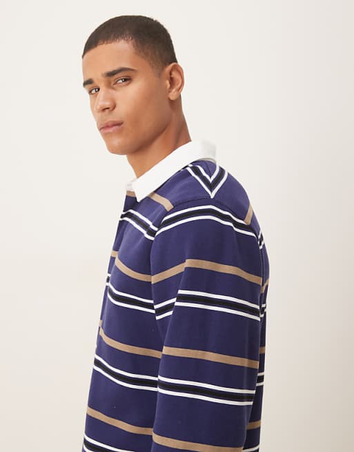 DESIGN Polo Stripe Sweatshirt In Blue