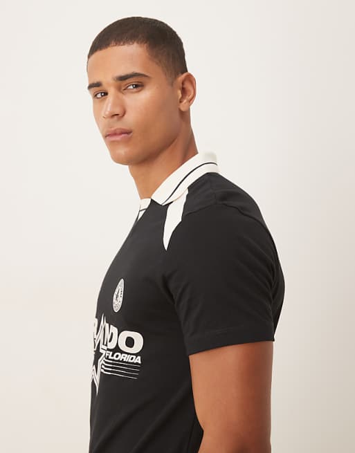 DESIGN Polo With City Graphic In Black