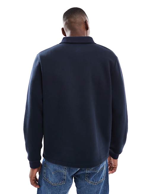 DESIGN Polo With Rib Collar In Navy