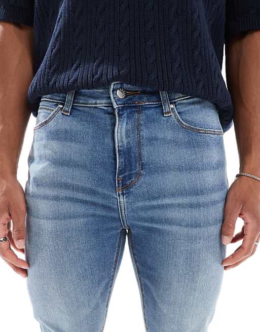 DESIGN Power Stretch Jeans In Mid Wash Blue