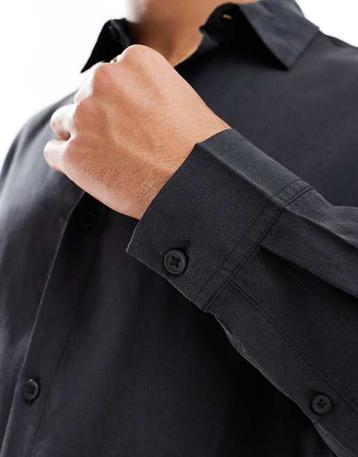 DESIGN Premium Boxy Oversized Shirt In Black