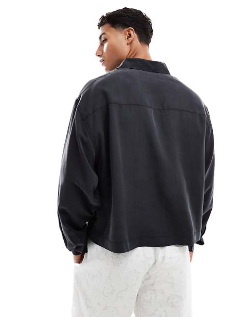 DESIGN Premium Boxy Oversized Shirt In Black