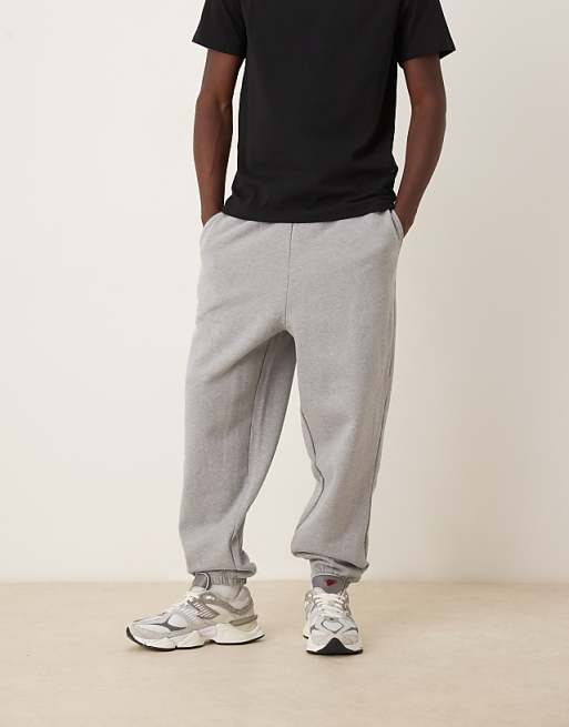 DESIGN Premium Heavy Weight Joggers 400gsms In Grey Marl