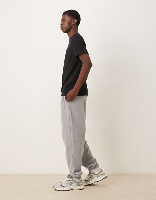 DESIGN Premium Heavy Weight Joggers 400gsms In Grey Marl