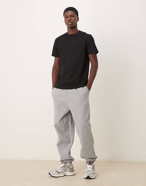 DESIGN premium heavy weight joggers 400gsms in grey marl