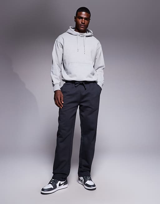 DESIGN Premium Heavy Weight Straight Leg Joggers In 400gsm In Charcoal