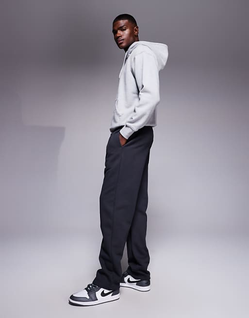 DESIGN Premium Heavy Weight Straight Leg Joggers In 400gsm In Charcoal
