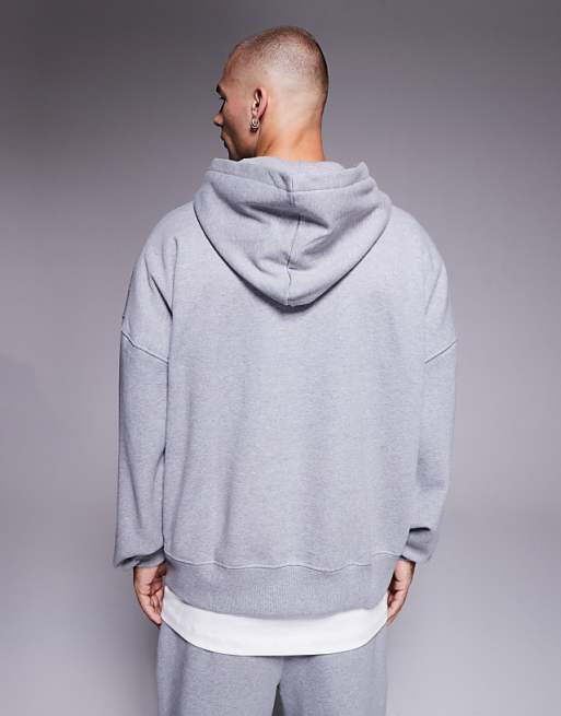 DESIGN Premium Heavyweight Extreme Oversized Hoodie In 400gsm Grey Marl