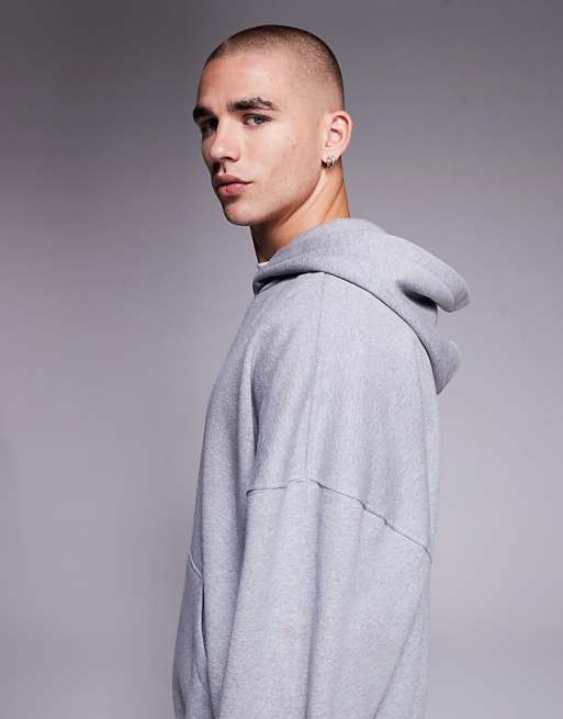 DESIGN Premium Heavyweight Extreme Oversized Hoodie In 400gsm Grey Marl
