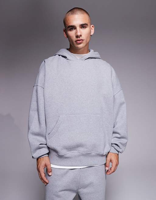 DESIGN premium heavyweight extreme oversized hoodie in 400gsm grey marl