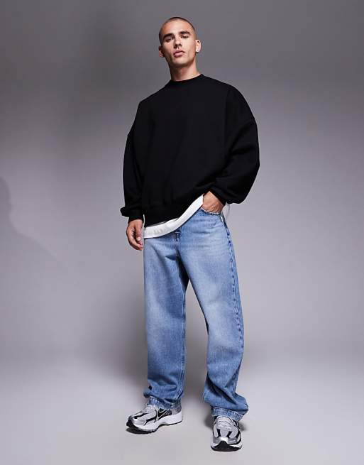 DESIGN Premium Heavyweight Extreme Oversized Sweatshirt In 400gsm Black