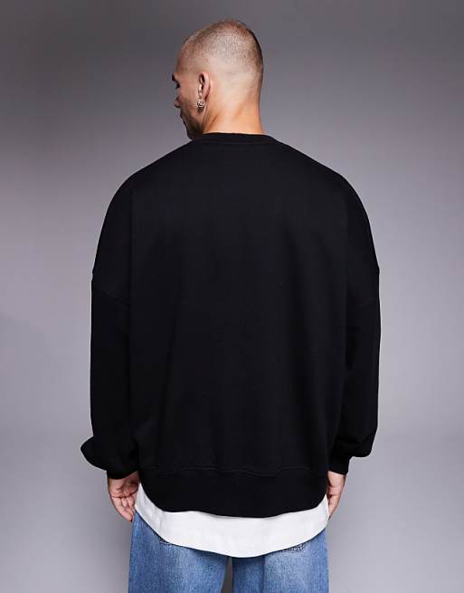 DESIGN Premium Heavyweight Extreme Oversized Sweatshirt In 400gsm Black