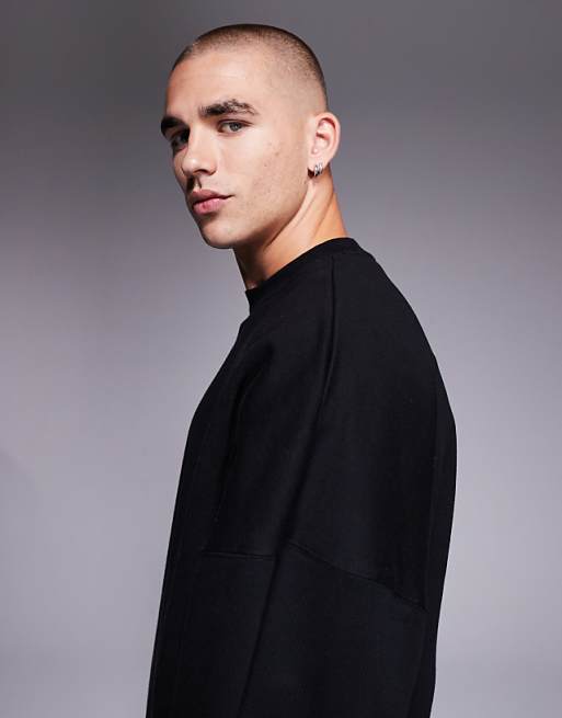 DESIGN Premium Heavyweight Extreme Oversized Sweatshirt In 400gsm Black