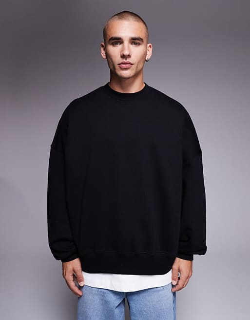DESIGN premium heavyweight extreme oversized sweatshirt in 400gsm black