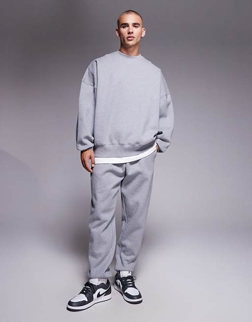 DESIGN Premium Heavyweight Extreme Oversized Sweatshirt In 400gsm Grey Marl