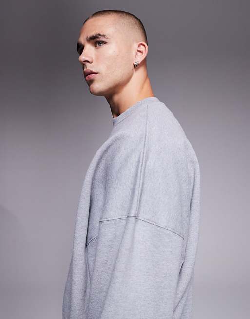 DESIGN Premium Heavyweight Extreme Oversized Sweatshirt In 400gsm Grey Marl
