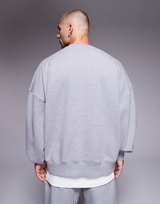 DESIGN Premium Heavyweight Extreme Oversized Sweatshirt In 400gsm Grey Marl