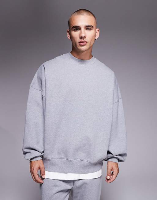 DESIGN premium heavyweight extreme oversized sweatshirt in 400gsm grey marl