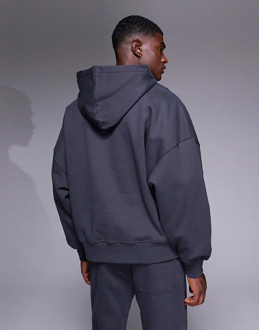 DESIGN Premium Heavyweight Oversized Hoodie In 400gsm Charcoal