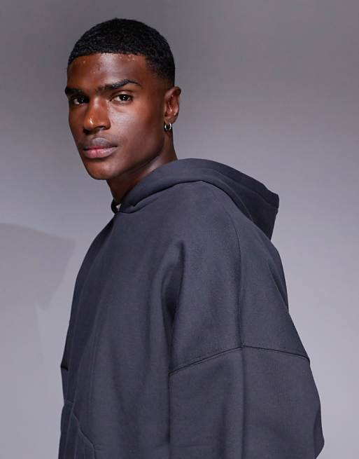 DESIGN Premium Heavyweight Oversized Hoodie In 400gsm Charcoal