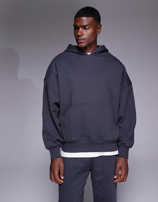 DESIGN premium heavyweight oversized hoodie in 400gsm charcoal