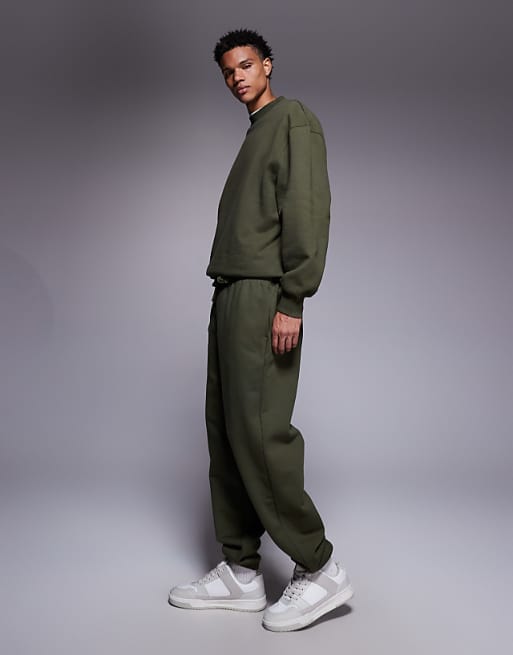 DESIGN Premium Heavyweight Oversized Jogger In 400 Gsm Khaki