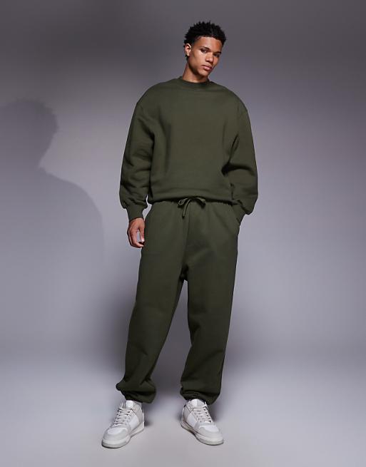 DESIGN premium heavyweight oversized jogger in 400 gsm khaki