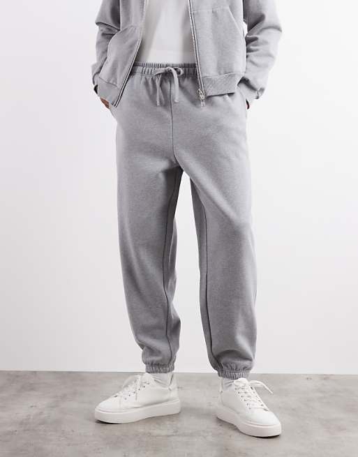 DESIGN Premium Heavyweight Oversized Joggers In 400gsm In Grey Marl