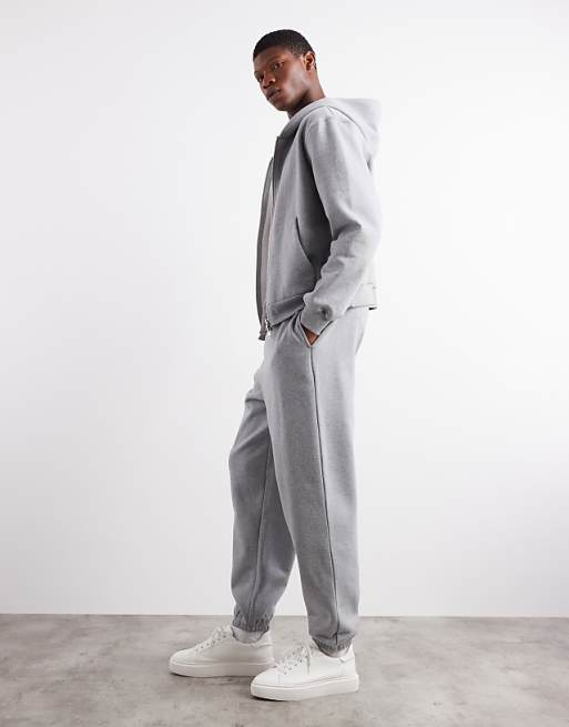 DESIGN Premium Heavyweight Oversized Joggers In 400gsm In Grey Marl