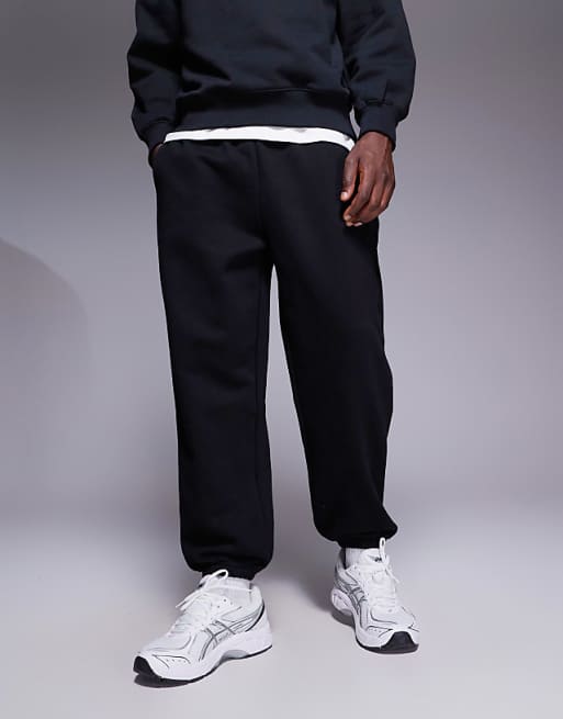 DESIGN Premium Heavyweight Oversized Joggers In 400gsm In Black