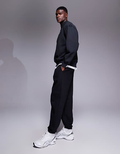DESIGN Premium Heavyweight Oversized Joggers In 400gsm In Black