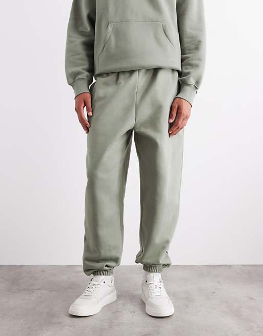 DESIGN Premium Heavyweight Oversized Joggers In 400gsm In Dried Sage