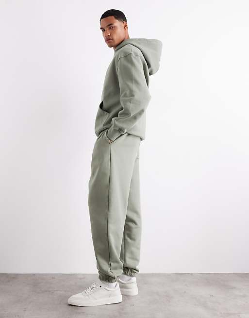 DESIGN Premium Heavyweight Oversized Joggers In 400gsm In Dried Sage